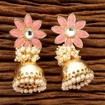 *Золотые индийские серьги из латуни с искусственными камнями, перламутровыми бусинками