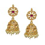 *Коричневые и золотые индийские серьги из латуни со стразами, искусственными камнями