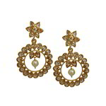 *Коричневые и золотые латунные индийские серьги со стразами