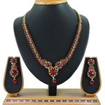 *Бордовые и золотые индийское украшение на шею со стразами