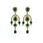 *Зелёные и золотые индийские серьги со стразами