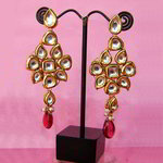 *Золотые индийские серьги с искусственными камнями, бисером