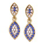*Золотые и синие индийские серьги со стразами