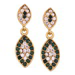 *Зелёные и золотые индийские серьги со стразами