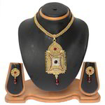 *Бордовый, золотой и красный индийский кулон на шею со стразами