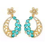 *Золотые и синие латунные индийские серьги со стразами, искусственными камнями