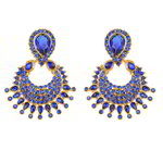 *Золотые и синие индийские серьги со стразами, искусственными камнями