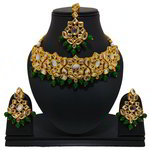 *Зелёные и золотые индийское украшение на шею со стразами, искусственными камнями