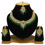 *Зелёные и золотые индийское украшение на шею со стразами, искусственными камнями