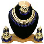 *Золотые и синие индийское украшение на шею со стразами, искусственными камнями