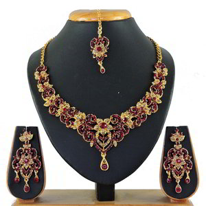 Коричневые и золотые индийское украшение на шею со стразами