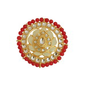 Бордовое и золотое латунное женское индийское кольцо с искусственными камнями