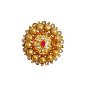 Молочное и золотое латунное женское индийское кольцо со стразами