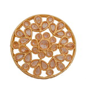 Коричневое и золотое женское индийское кольцо из латуни со стразами