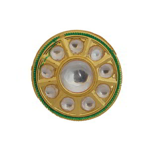 Молочное и золотое латунное женское индийское кольцо с искусственными камнями