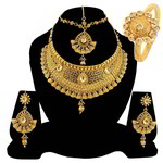 *Золотое индийское украшение на шею со стразами, искусственными камнями