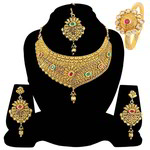 *Золотое индийское украшение на шею со стразами, искусственными камнями