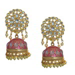 *Золотые латунные индийские серьги с перламутровыми бусинками