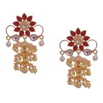 *Молочные и золотые индийские серьги из латуни с искусственными камнями, бисером