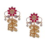 *Золотые латунные индийские серьги с перламутровыми бусинками