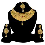 *Золотое индийское украшение на шею со стразами, искусственными камнями