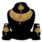 *Золотое индийское украшение на шею со стразами, искусственными камнями