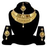 *Коричневое и золотое индийское украшение на шею со стразами, искусственными камнями