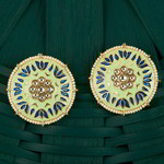 *Коричневые и золотые индийские серьги из латуни со стразами, перламутровыми бусинками