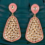 *Коричневые и золотые латунные индийские серьги со стразами, перламутровыми бусинками