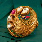 *Золотое женское индийское кольцо из латуни с искусственными камнями