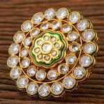 *Молочное и золотое женское индийское кольцо из латуни с искусственными камнями