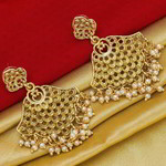 *Золотые индийские серьги с перламутровыми бусинками