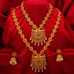 *Золотое индийское украшение на шею со стразами