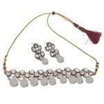 *Молочное и золотое индийское украшение на шею со стразами, искусственными камнями