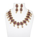 *Бордовое и золотое индийское украшение на шею со стразами, искусственными камнями