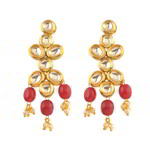 *Бордовые и золотые индийские серьги из латуни со стразами, искусственными камнями
