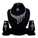 *Золотое и синее индийское украшение на шею со стразами