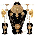*Бежевое, коричневое и золотое индийское украшение на шею со стразами