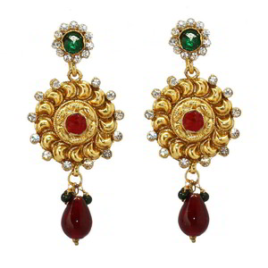 Бордовое, золотое и красное индийское украшение на шею со стразами, бисером