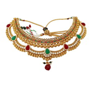 Разноцветное, цвета меди и золотое медное индийское украшение на шею со стразами, искусственными камнями, бисером