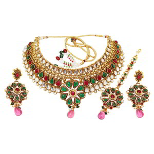 Разноцветное, цвета меди и золотое медное индийское украшение на шею со стразами, искусственными камнями, бисером