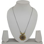 *Серебристый и золотой латунный индийский кулон на шею с бисером