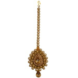 Цвета меди, коричневое и золотое медное индийское украшение на голову (манг-тика) со стразами
