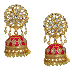Золотые латунные индийские серьги с искусственными камнями