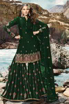 *Зелёное нарядное платье / костюм из креп-жоржета, украшенное вышивкой