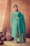 Бирюзовое индийское платье / костюм, с рукавами три четверти, украшенное вышивкой