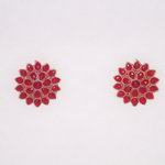 *Бордовые, золотые и красные индийские серьги со стразами