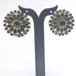 *Чёрные, золотые и серые индийские серьги со стразами