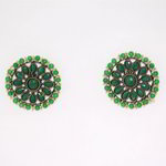 *Зелёные и золотые индийские серьги со стразами