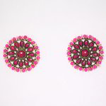 *Золотые и розовые индийские серьги со стразами